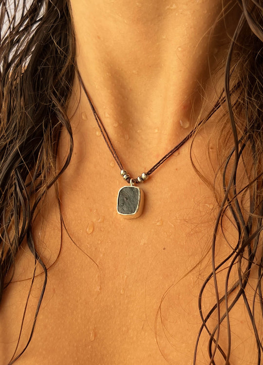 Green Alchemy - Zilveren Mosagaat Ketting