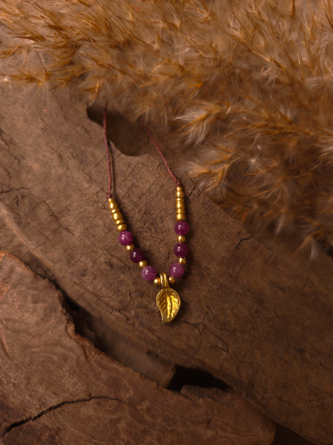 Floréa - Purple Amethyst Leaf Necklace