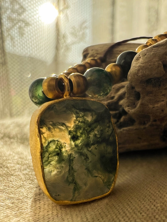 Gaia Sylvia - Moss Agate Necklace