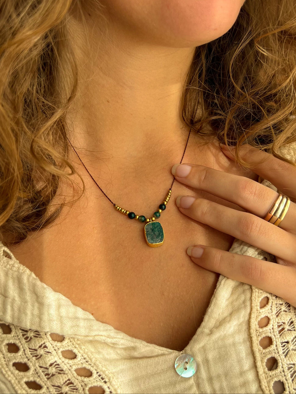 Gaia Sylvia - Moss Agate Necklace