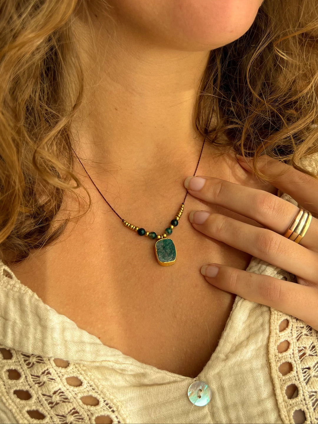 Gaia Sylvia - Moss Agate Necklace