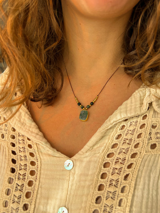 Gaia Sylvia - Moss Agate Necklace