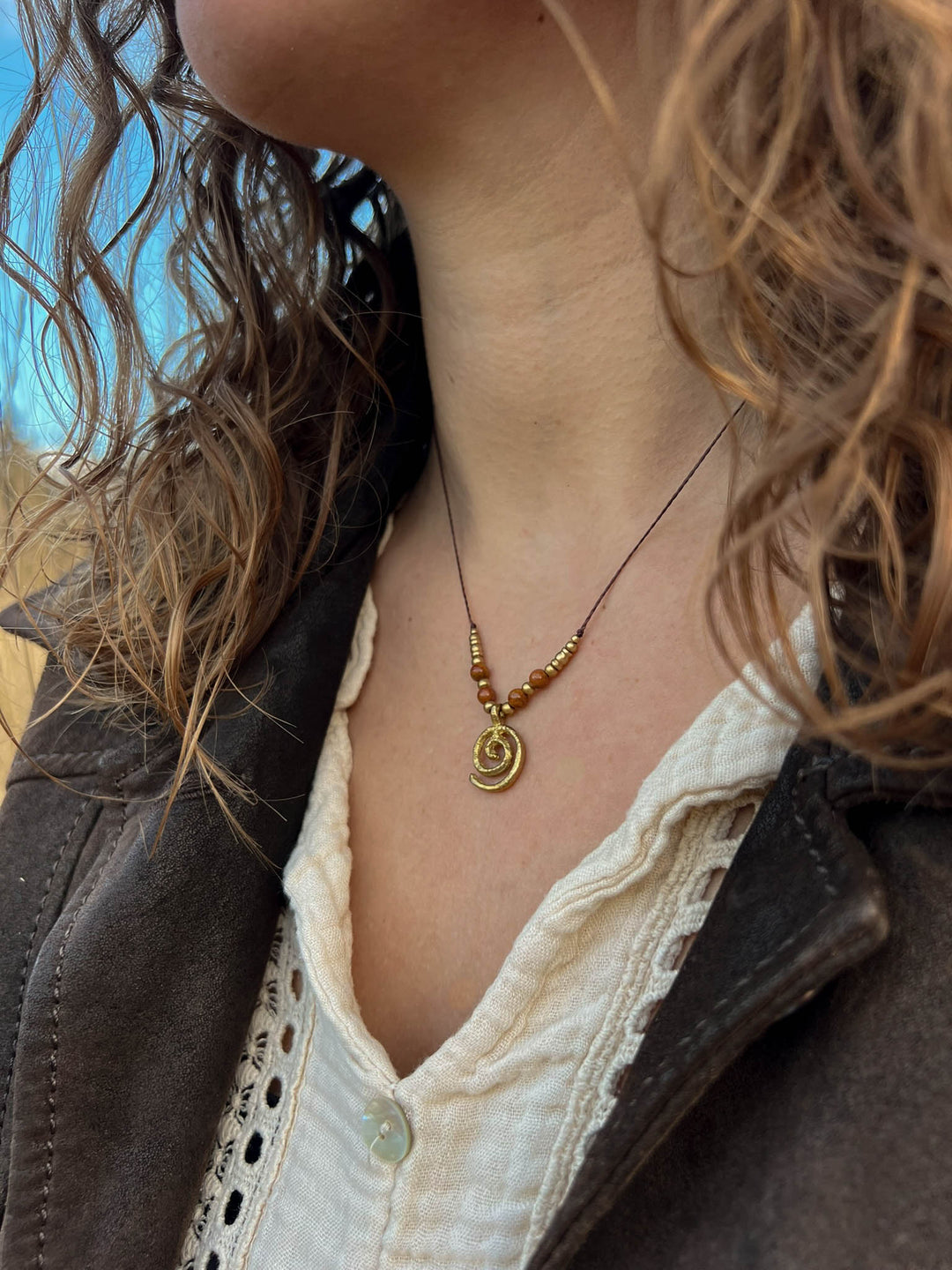 Flow of Life - Jasper Spiral Necklace