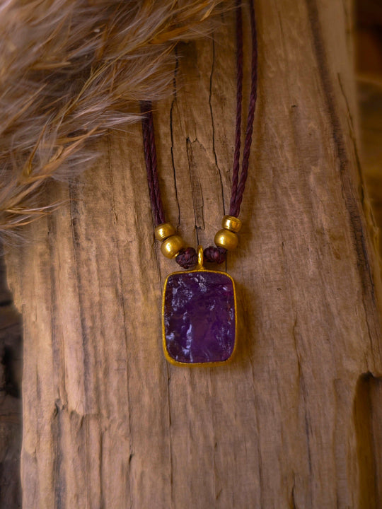 Purple Alchemy - Raw Amethyst Necklace, Goldplated